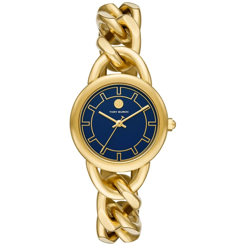 Tory Burch Gold Tone Chain Bracelet Watch Blue Dial TBW212 – New with Tags
